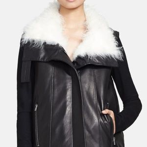 HELMUT LANG LAMB LEATHER FUR VEST GILET JCKET P or XS
